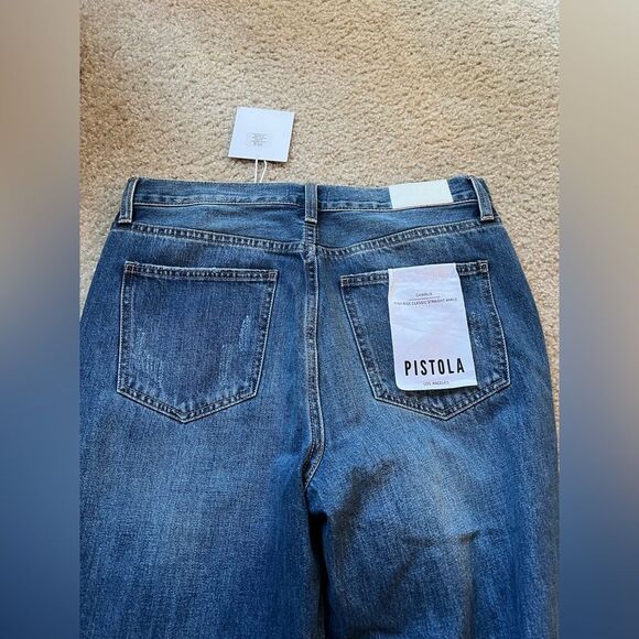 NWT PISTOLA Charlie High-Rise Straight Crop Jeans Distressed - Picture 7 of 9